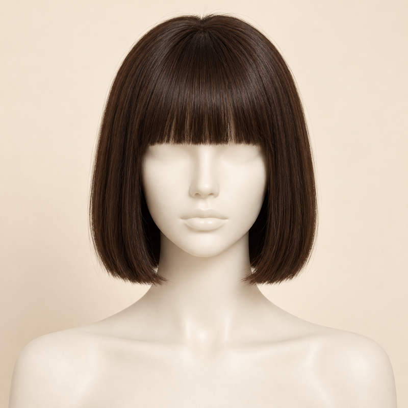 Short bob synthetic wig with bangs from BSlay Beauty