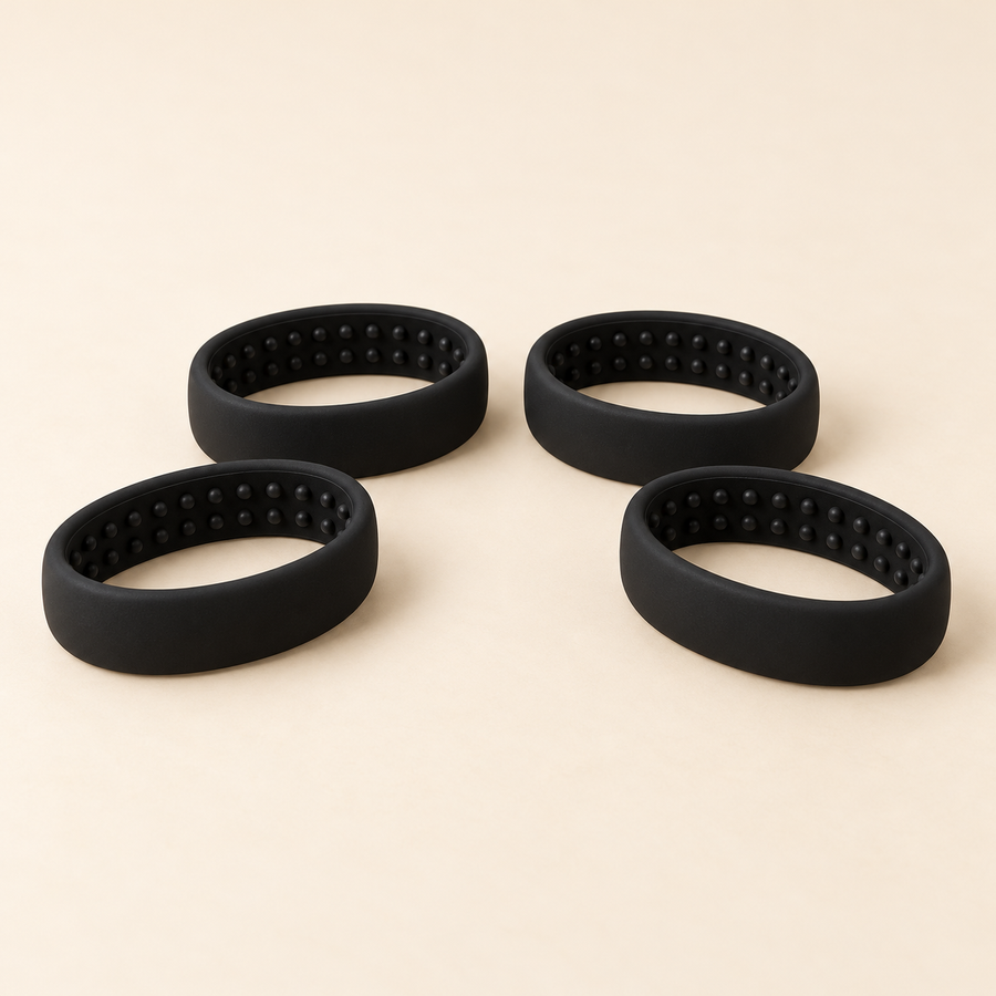 Foldable Silicone Ponytail Hair Ring, Black, 4-piece set, primary view, AI-generated visualization