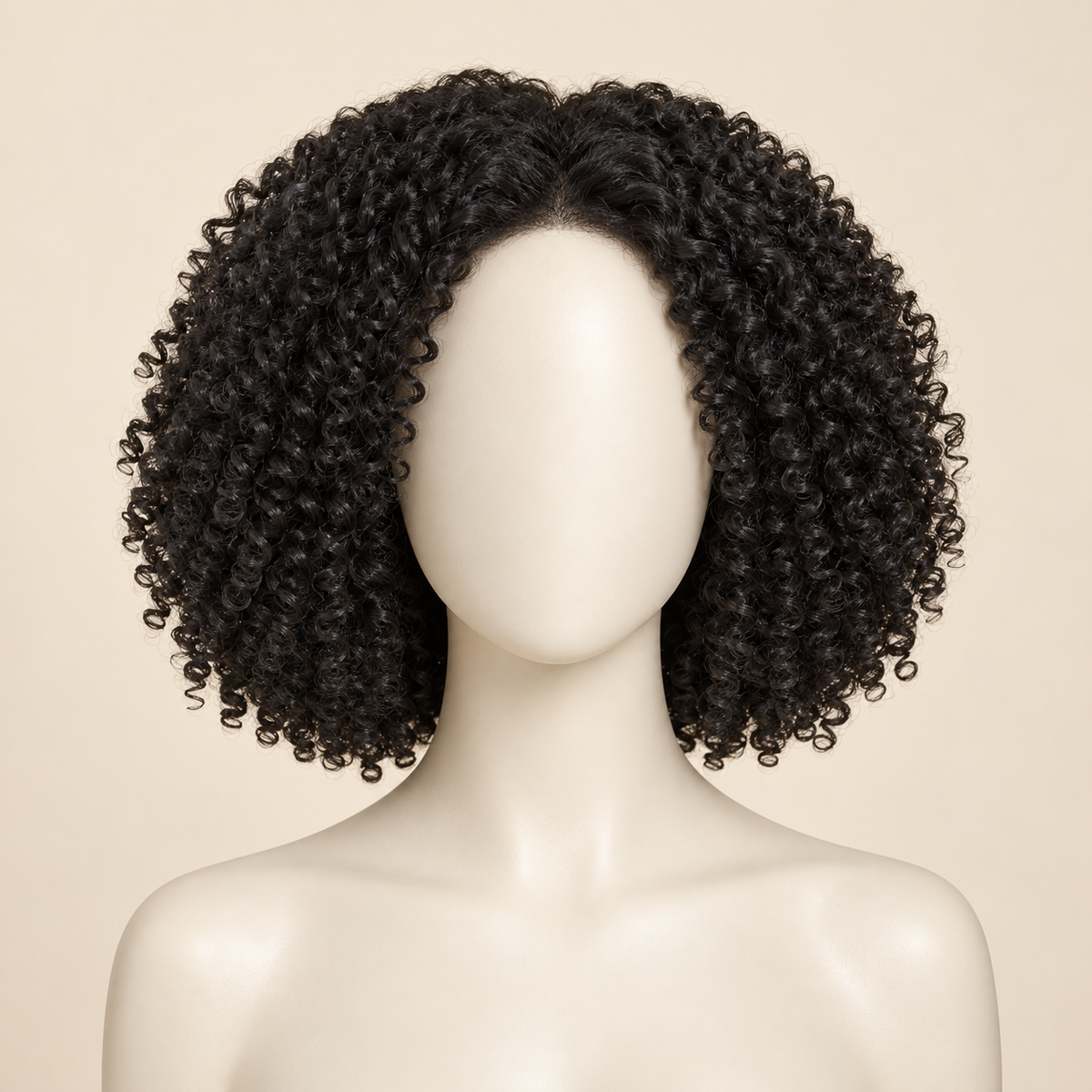 African Small Rolls wig, Black, 10 inch, mannequin primary, AI-generated visualization