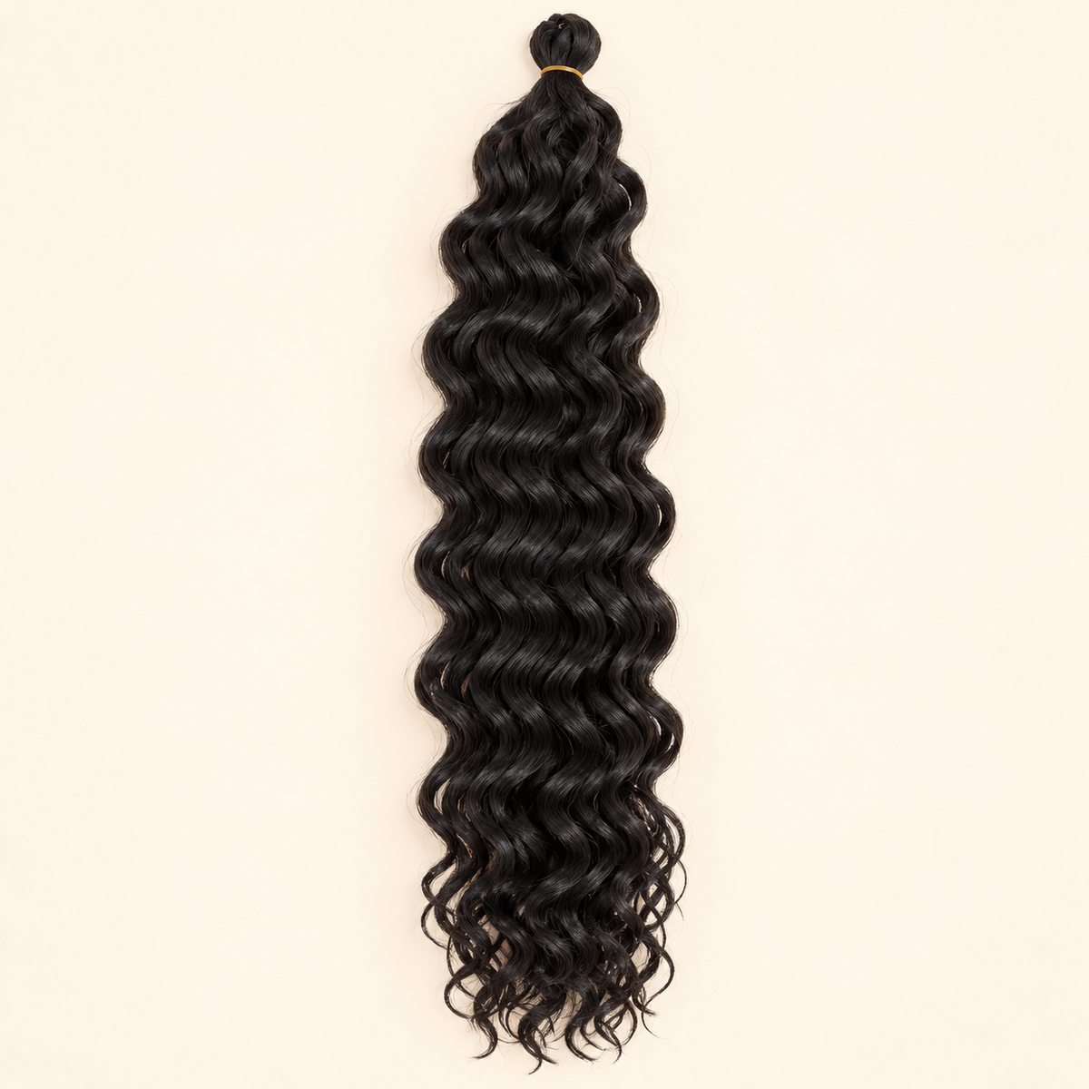 Ocean Wave Crochet Hair 24-inch synthetic crochet extension, shade 1B natural black, product hero, AI-generated visualization