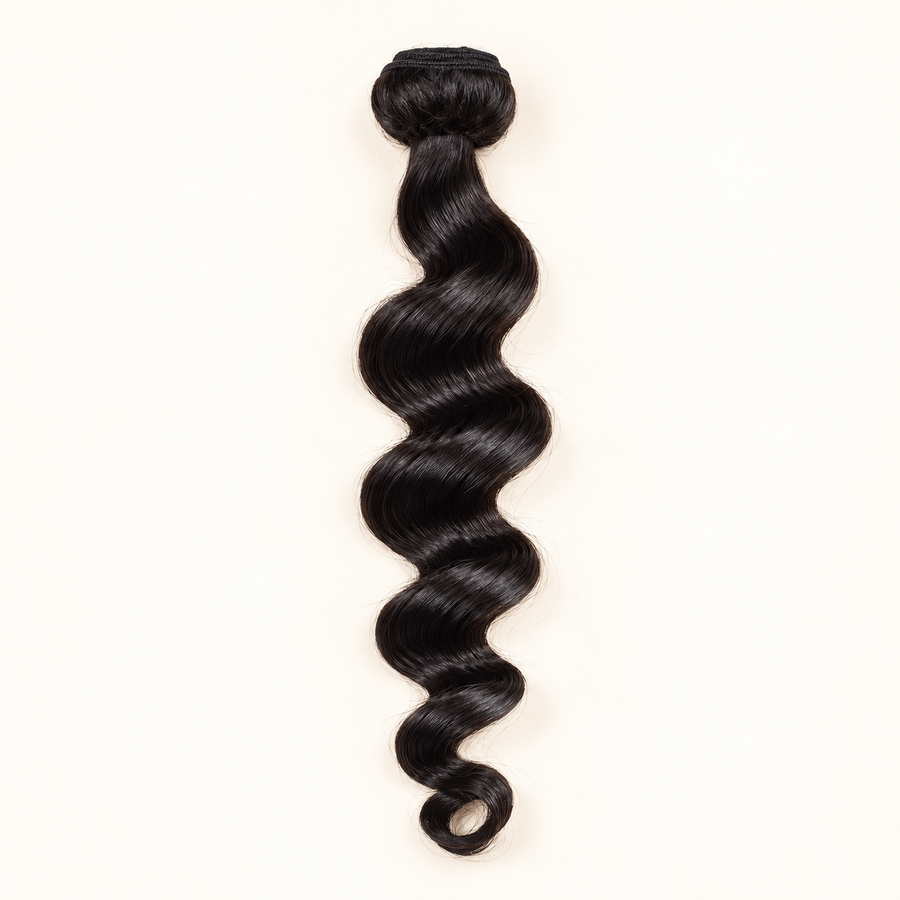 Curly Human Hair Bundle 24 inch, one near-black bundle product hero, AI-generated visualization