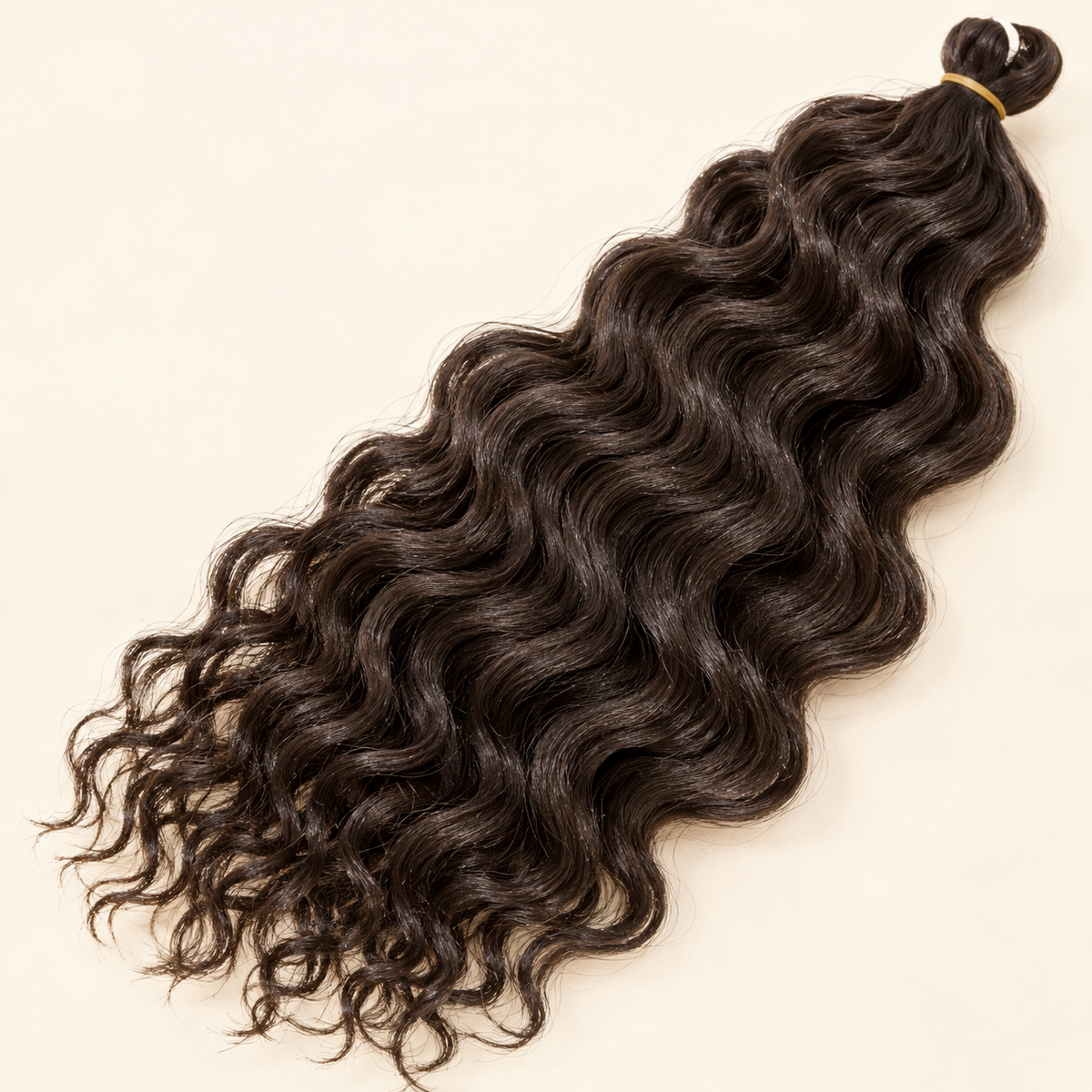 Ocean Wave Crochet Hair 24-inch synthetic extension in shade 1B natural black, wave texture detail, AI-generated visualization