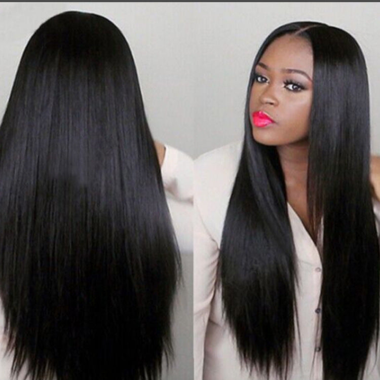 Long Straight Synthetic Wig – Black & Brown Shades, color Dark brown, photo 1