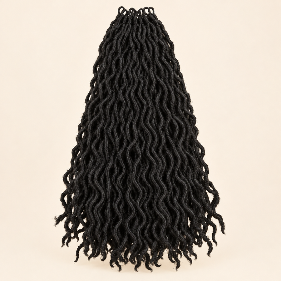 Ombre Curly Synthetic Crochet Hair, 1style natural black, product hero, AI-generated visualization