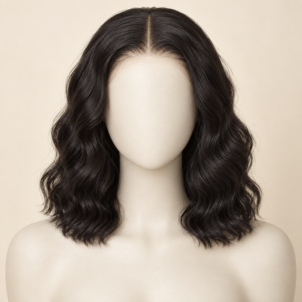 360 Lace Front Wig — 10 inch natural black loose deep wave — AI-generated length visualization