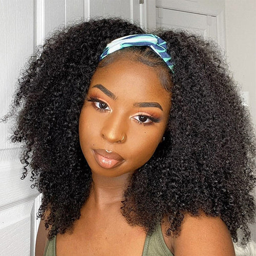 Kinky Curly Headband Human Hair Wig