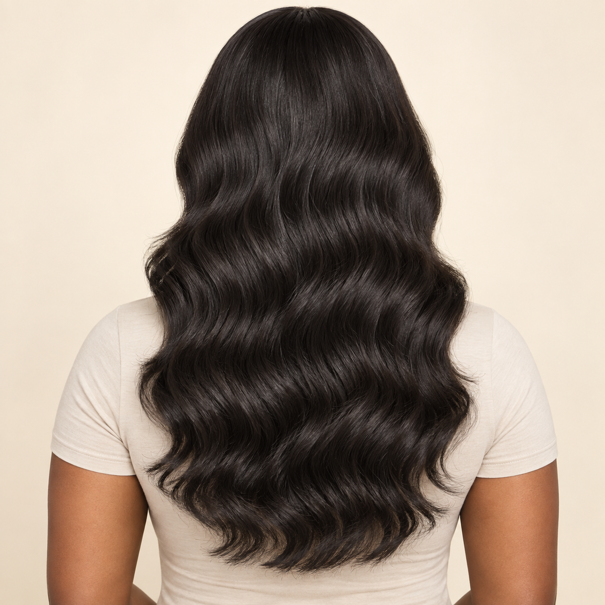 Body Wave 13x4 human hair wig, 18 inch, back view, AI-generated visualization