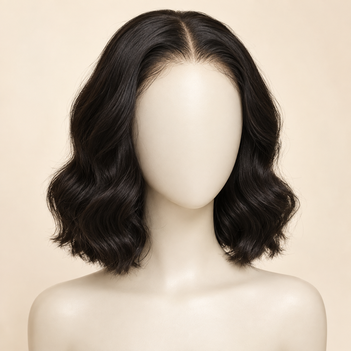 Body Wave 13x4 human hair wig, 10 inch, length view, AI-generated visualization