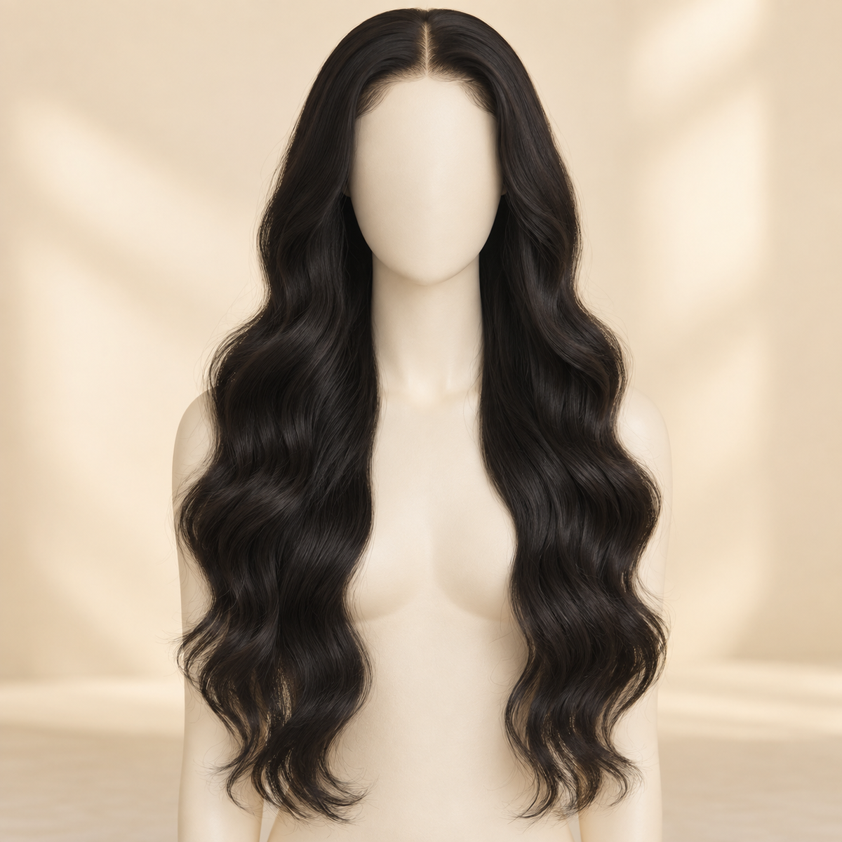 Body Wave 13x4 human hair wig, 22 inch, length view, AI-generated visualization