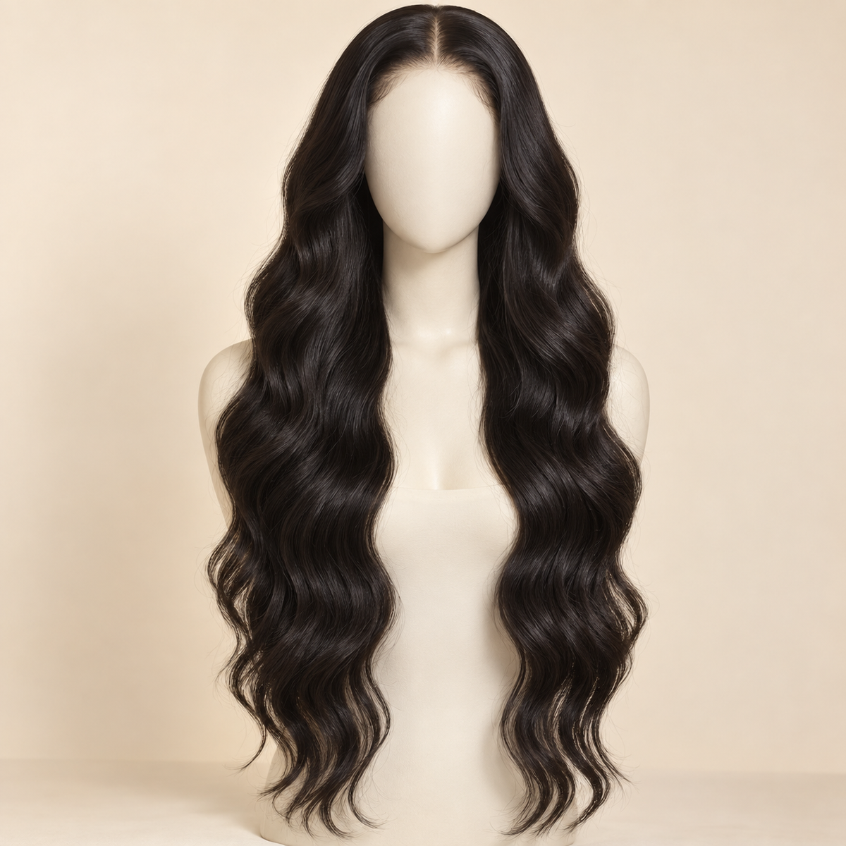 Body Wave 13x4 human hair wig, 26 inch, length view, AI-generated visualization