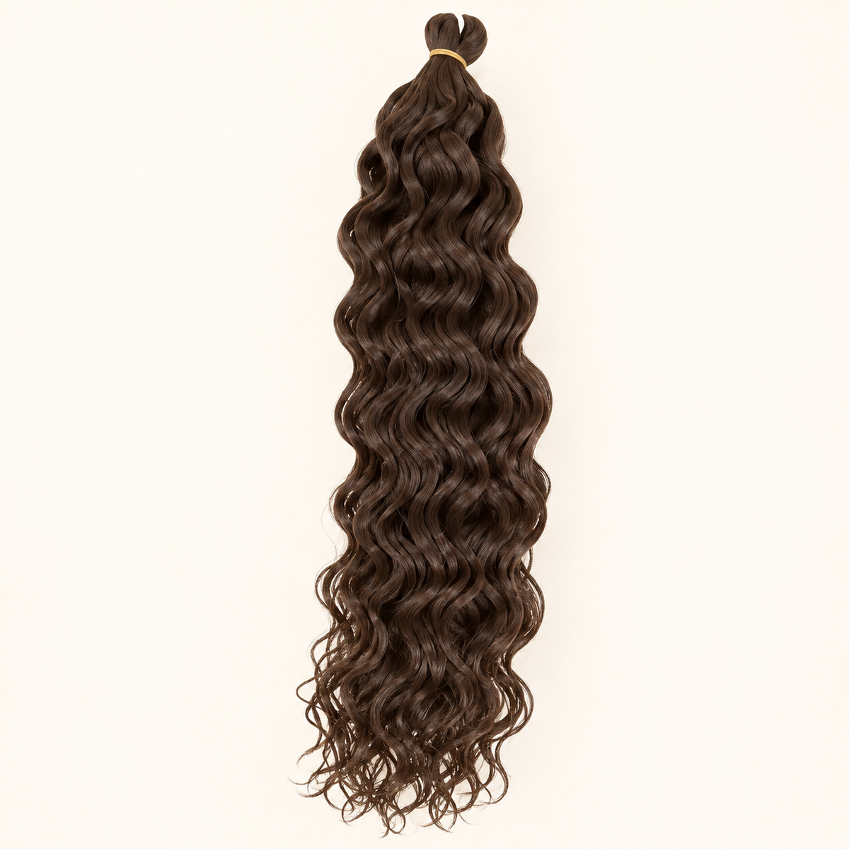 Ocean Wave Crochet Hair 24-inch synthetic crochet extension, shade 4S medium brown, AI-generated visualization