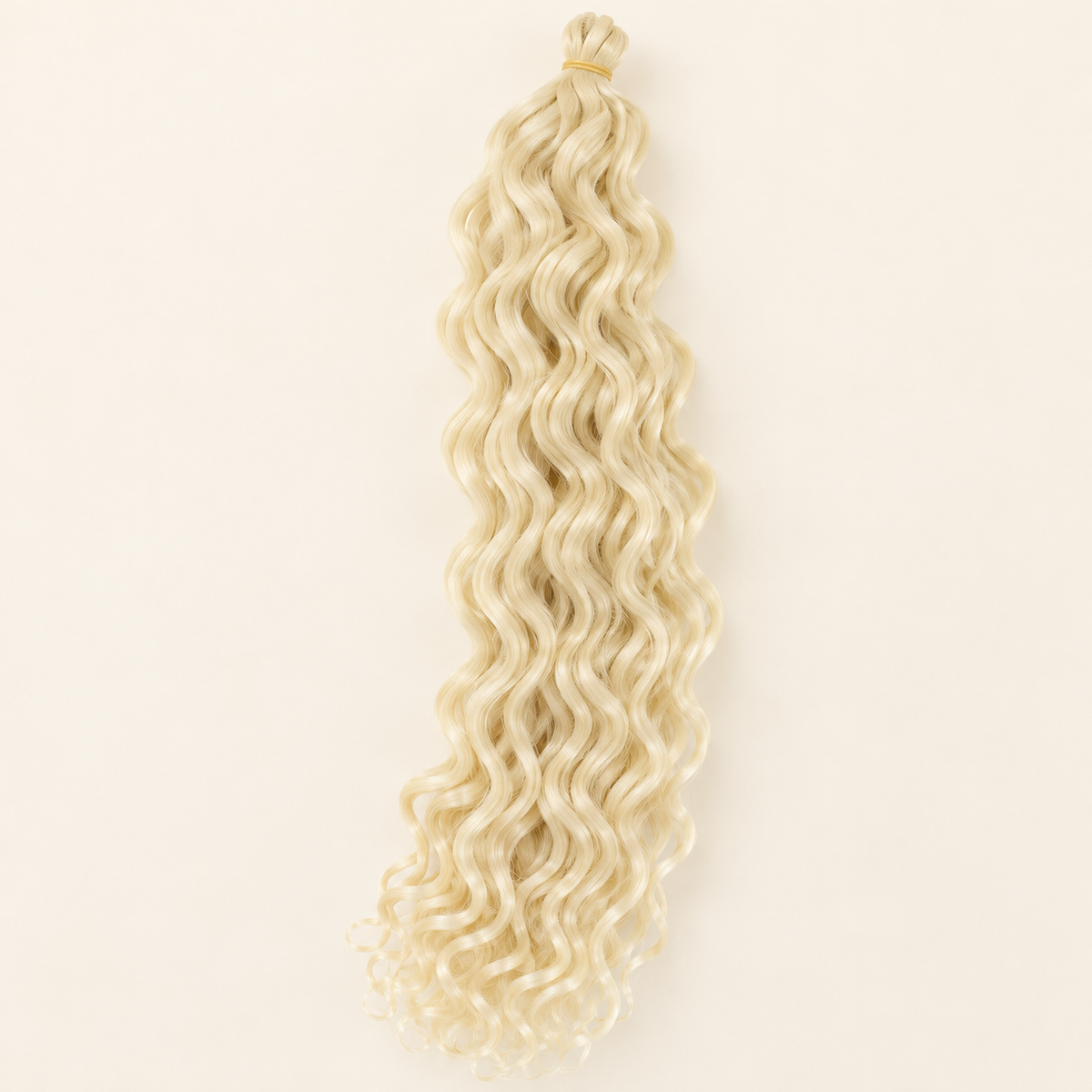 Ocean Wave Crochet Hair 24-inch synthetic crochet extension, shade 613S pale blonde, AI-generated visualization