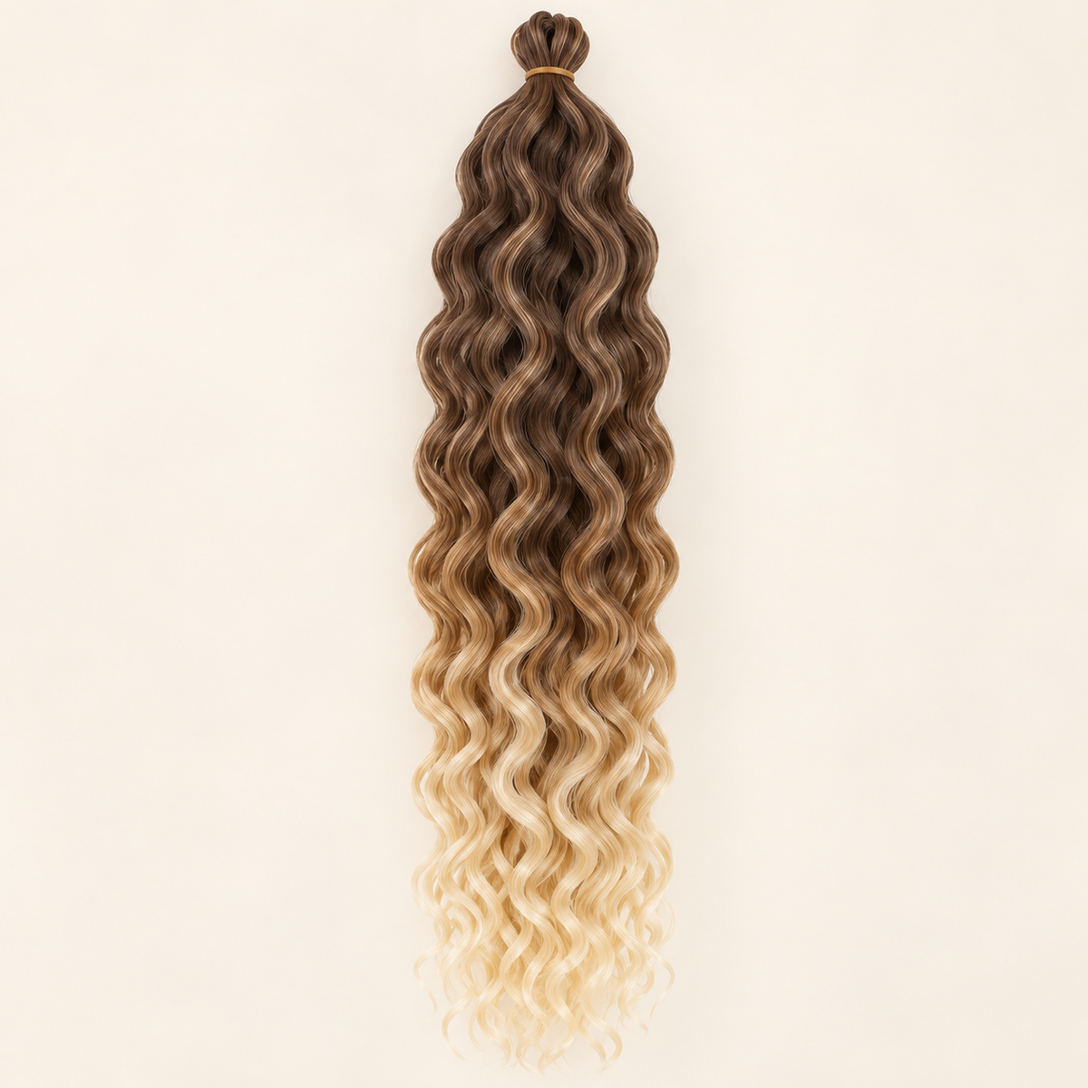 Ocean Wave Crochet Hair 24-inch synthetic crochet extension, shade T27/613 brown-rooted blonde ombre, AI-generated visualization