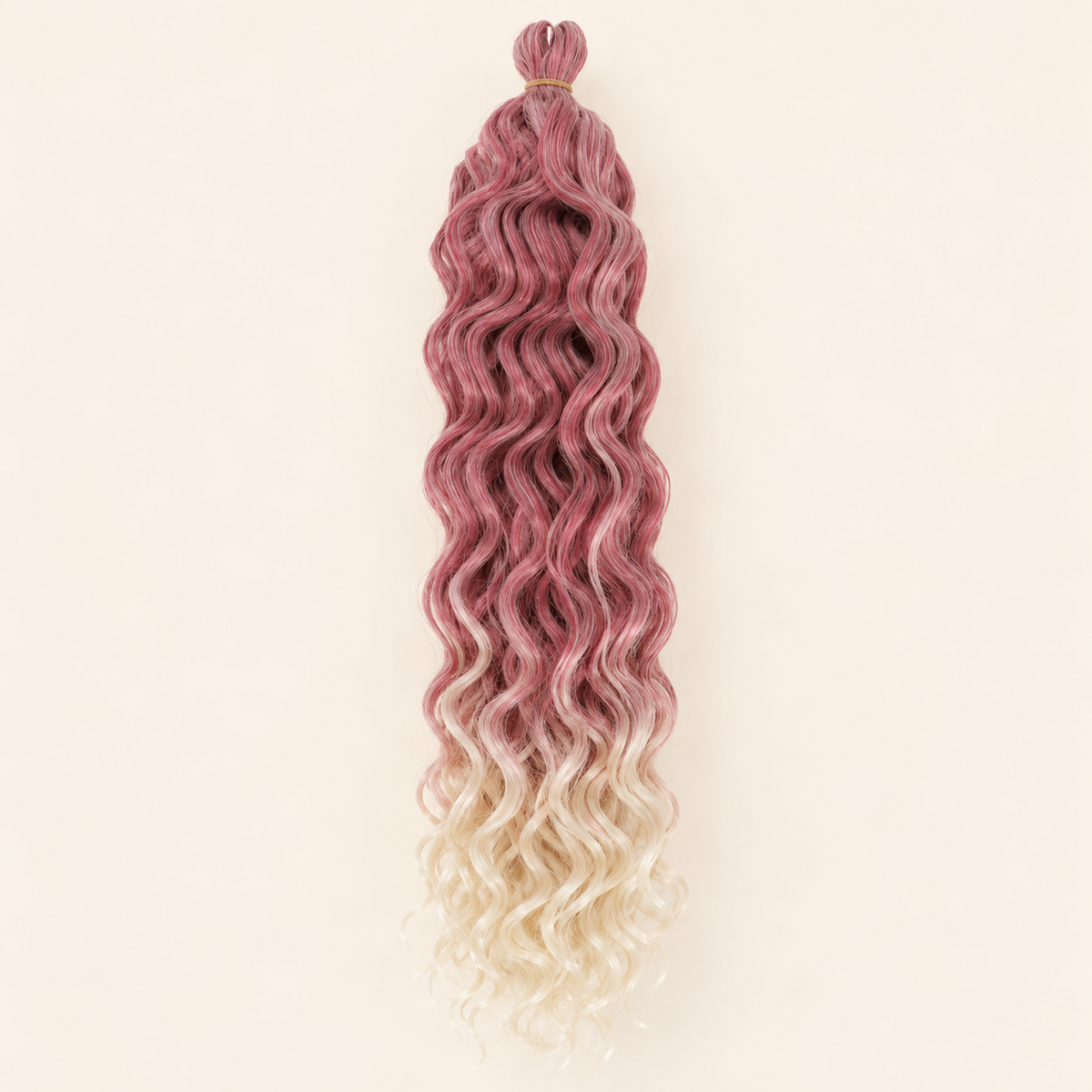 Ocean Wave Crochet Hair 24-inch synthetic crochet extension, shade T530/613 dusty rose to blonde, AI-generated visualization