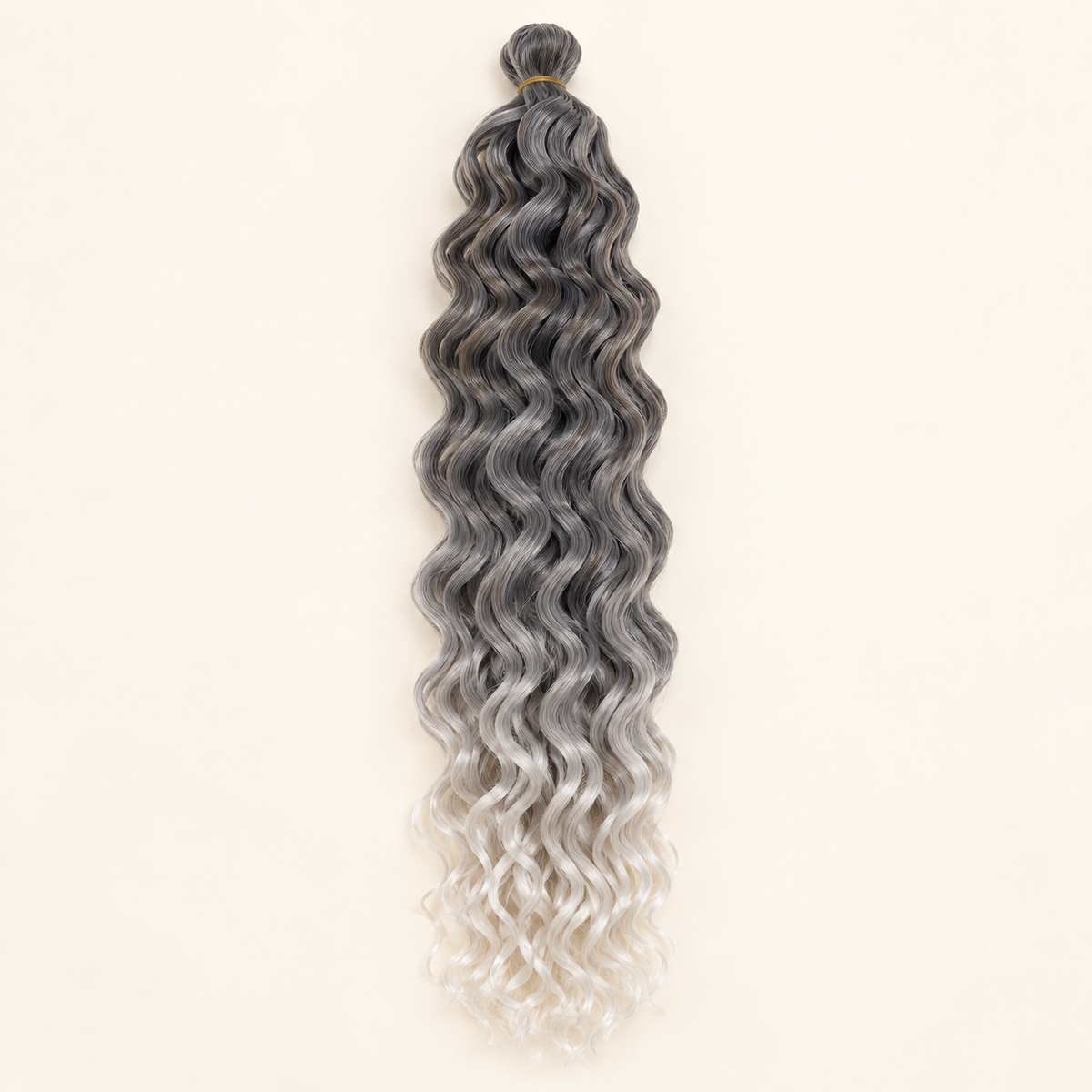 Ocean Wave Crochet Hair 24-inch synthetic crochet extension, shade TGREY grey ombre, AI-generated visualization