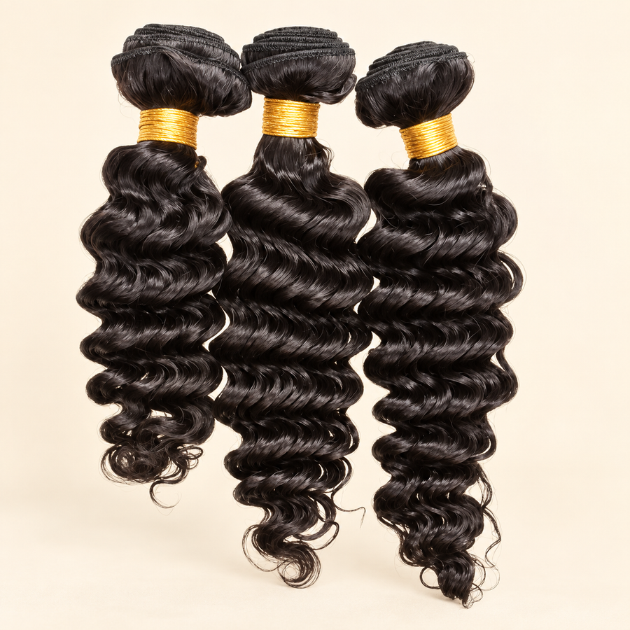 Natural black curly human hair weft extensions displayed product-only, matching featured supplier reference; AI-generated visualization.