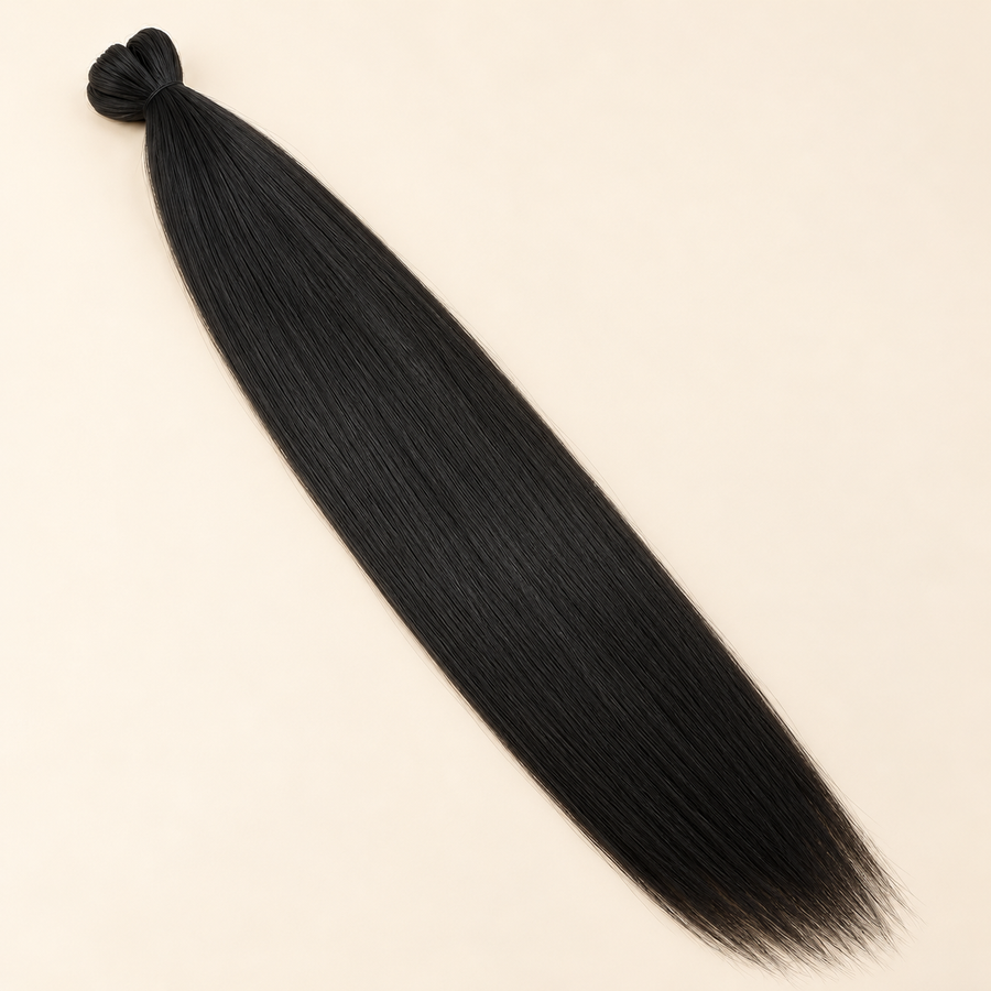 26-inch straight natural-black synthetic braiding hair extension, product-only primary AI visualization.