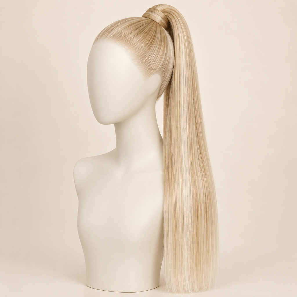 Straight Wrap-Around Ponytail Extension — color 24/613 — AI-generated color visualization
