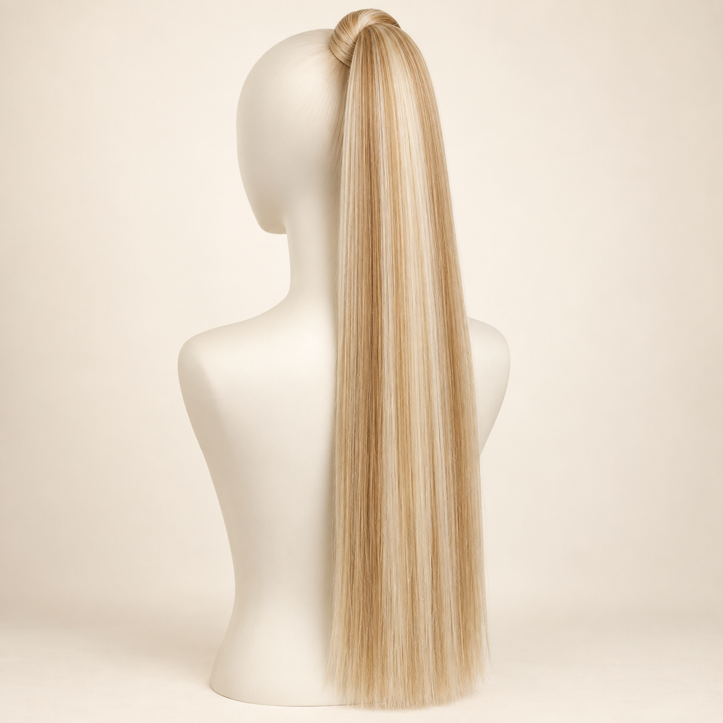 Straight Wrap-Around Ponytail Extension — color 27/613 — AI-generated color visualization