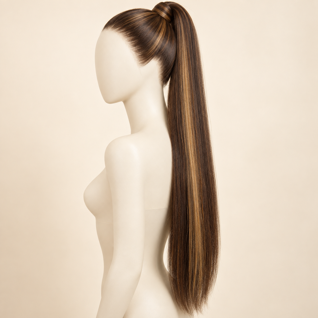 Straight Wrap-Around Ponytail Extension — color 4H27 — AI-generated color visualization