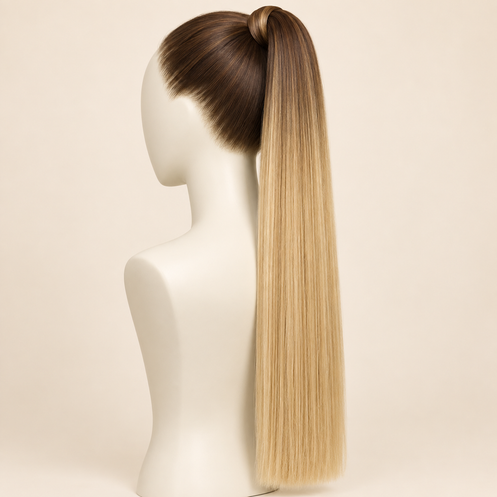 Straight Wrap-Around Ponytail Extension — color 6H/613 — AI-generated color visualization